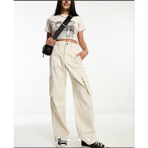 Hollister Beige Ultra High-Rise Baggy Wide Leg Cargo Pants Size 23R